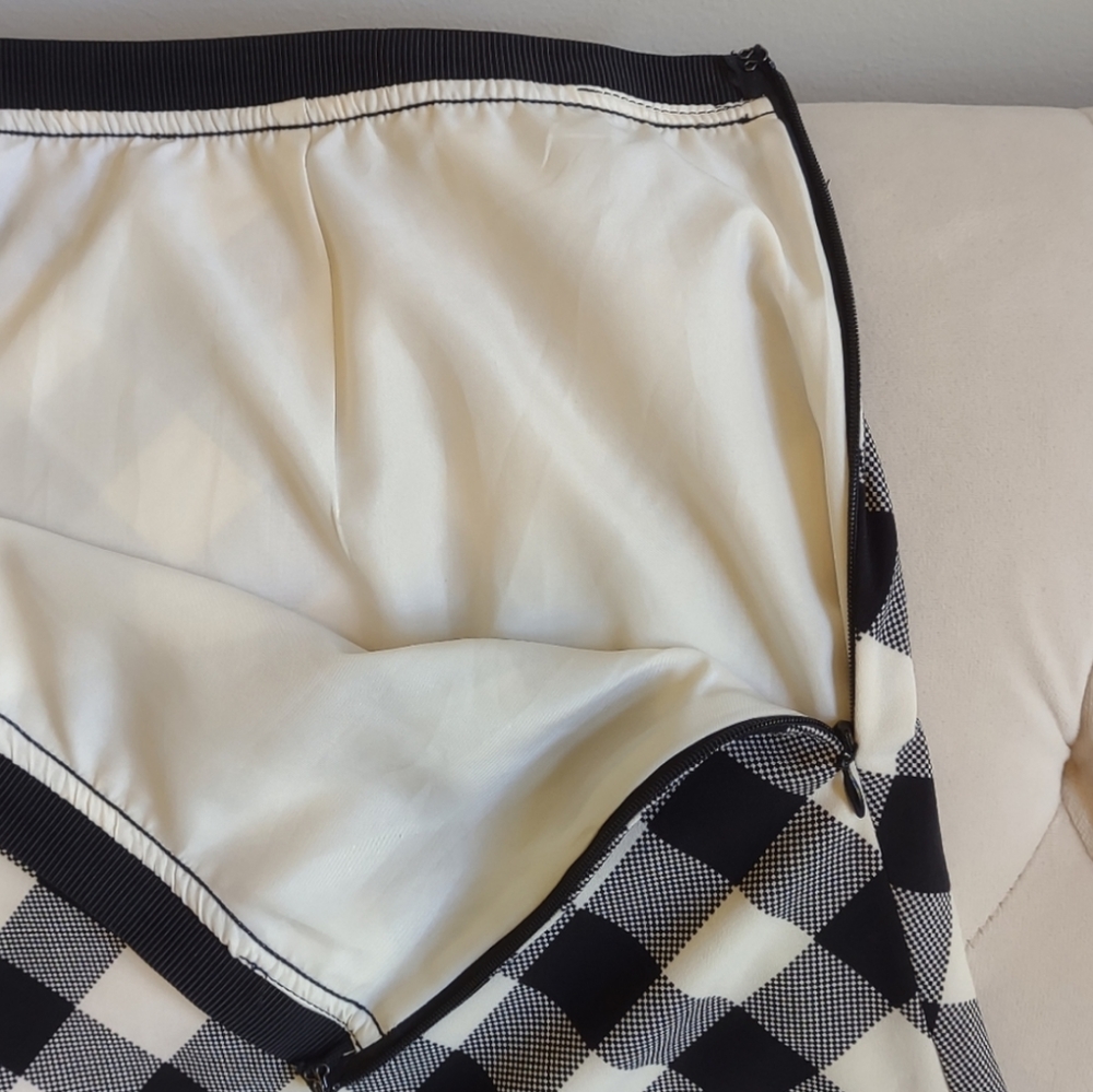 ANN TAYLOR Skirt 14 Plaid Black White - Picture 3 of 7